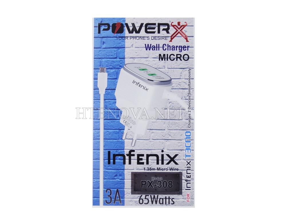 [C1C3M1i-3] Micro Charger with 2 Extra USB Port Infinix PX-308