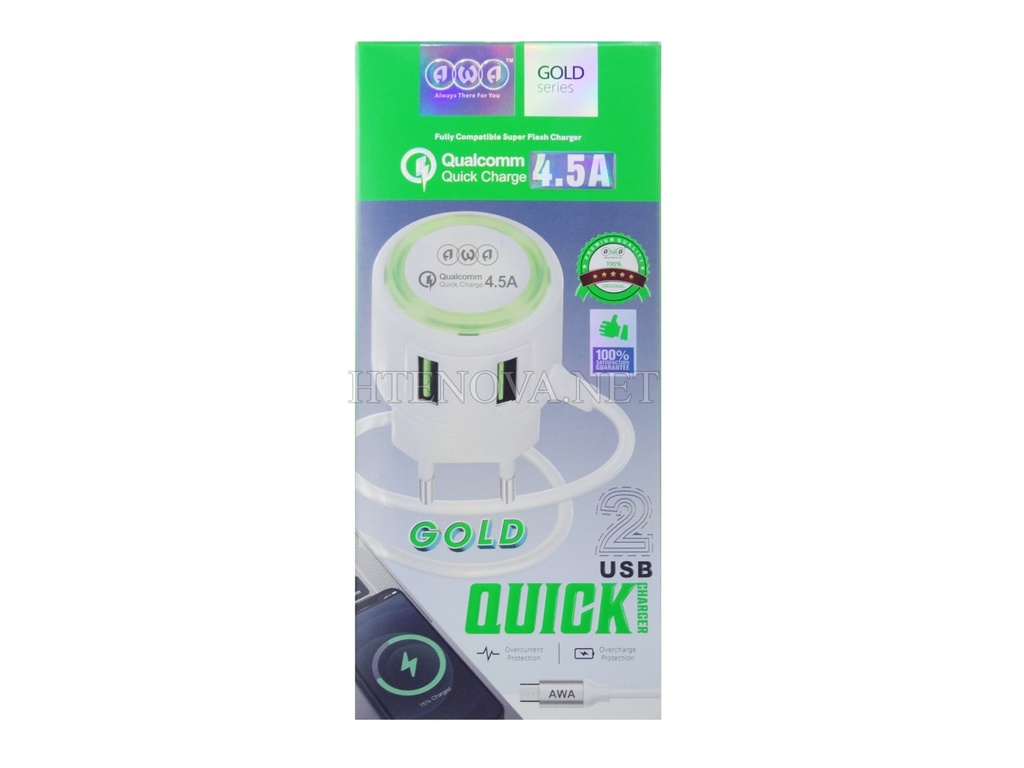 [C1C3M2AWA-2]    Micro  Charger with 2 Extra USB Ports AWA Goal(3.4A)