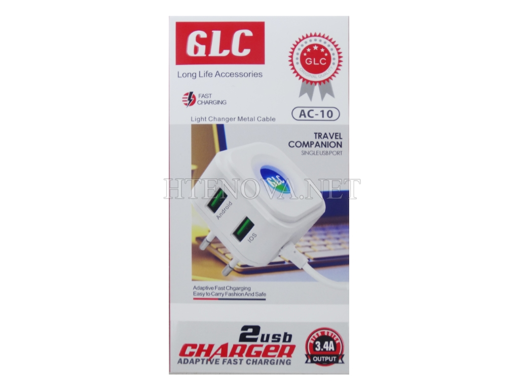 [C1C3M1GLC-7] Micro Charger With 2 Extra USB Ports GLC AC-10