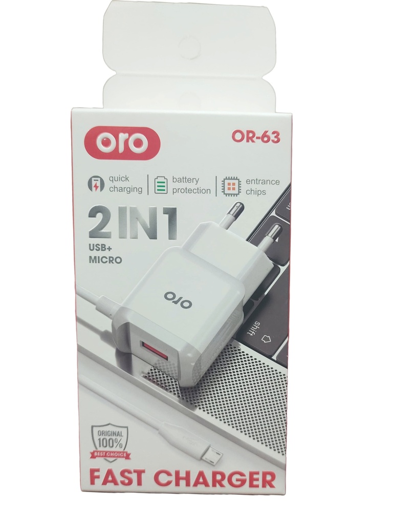 [C1C2M1AR-8] Micro Charger With Extra 1 USB Port OR-63