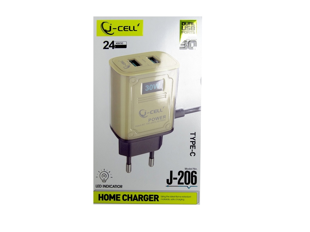 [C1C3T2LM-3] TYPE-C CHARGER WITH 2 EXTRA USB PORTS J-CELL (J-206)
