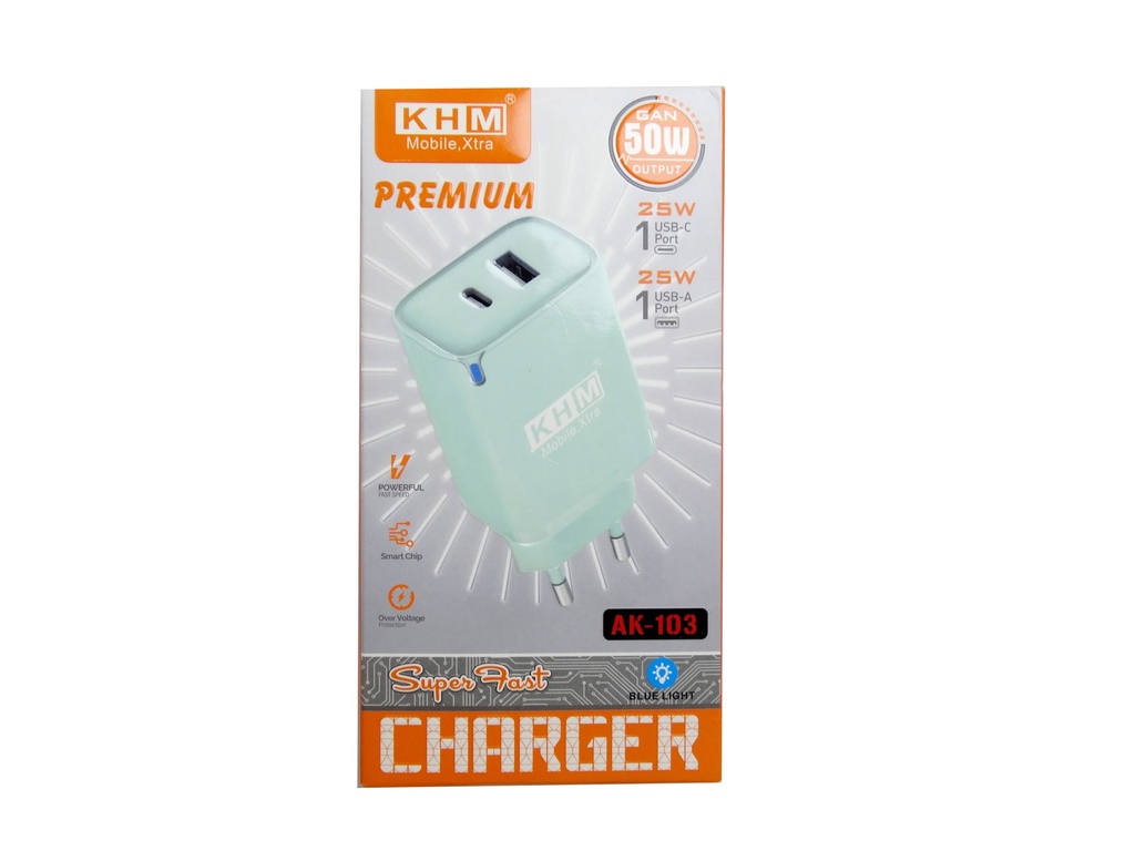 [C1A2T.S2KHM-1] PD & USB PORT CHARGING ADAPTER 50W KHM AK-103