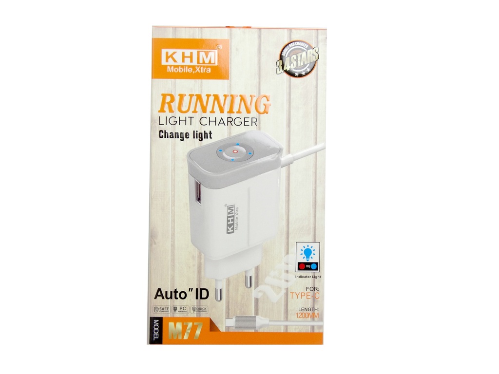 [C1C2T1KHM-1] TYPE-C CHARGER WITH USB PORT LIGHT CHARGER KHM M77