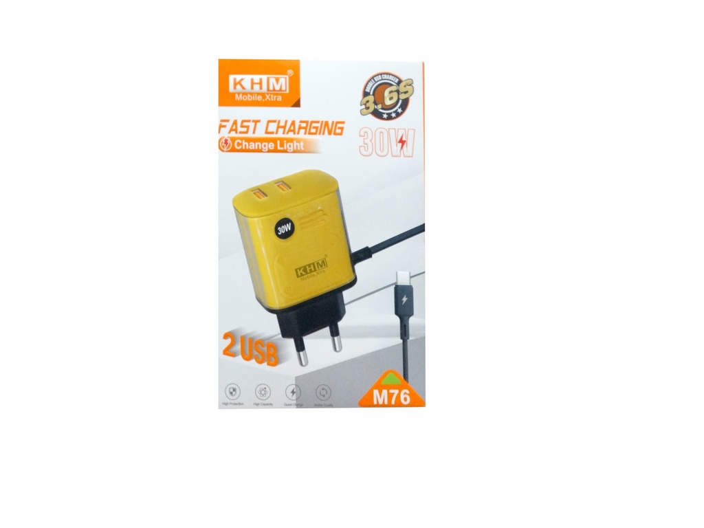 [C1C3M1KHM-8] MICRO CHARGER WITH 2 USB PORTS KHM M76