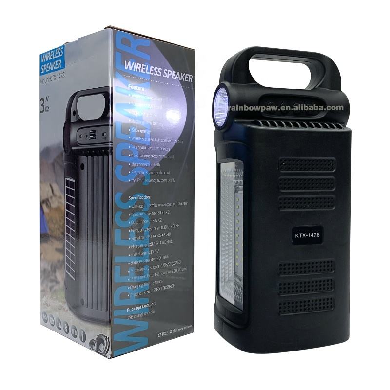 [MD2LM4B-95] Bluetooth MP3 Player Speaker 3x2'' With Solar Charging KTX-1478