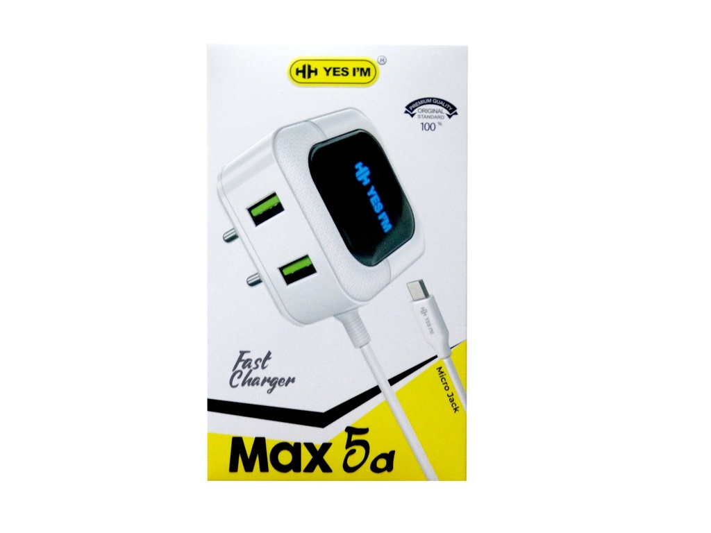 [C1C3T2HH-9] TYPE-C CHARGER WITH 2 USB PORTS HH MAX 5A
