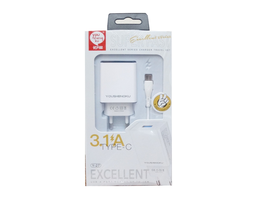 [C1C1T2LM-8] FAST CHARGING ADAPTER WITH TYPE-C CABLE Y-27