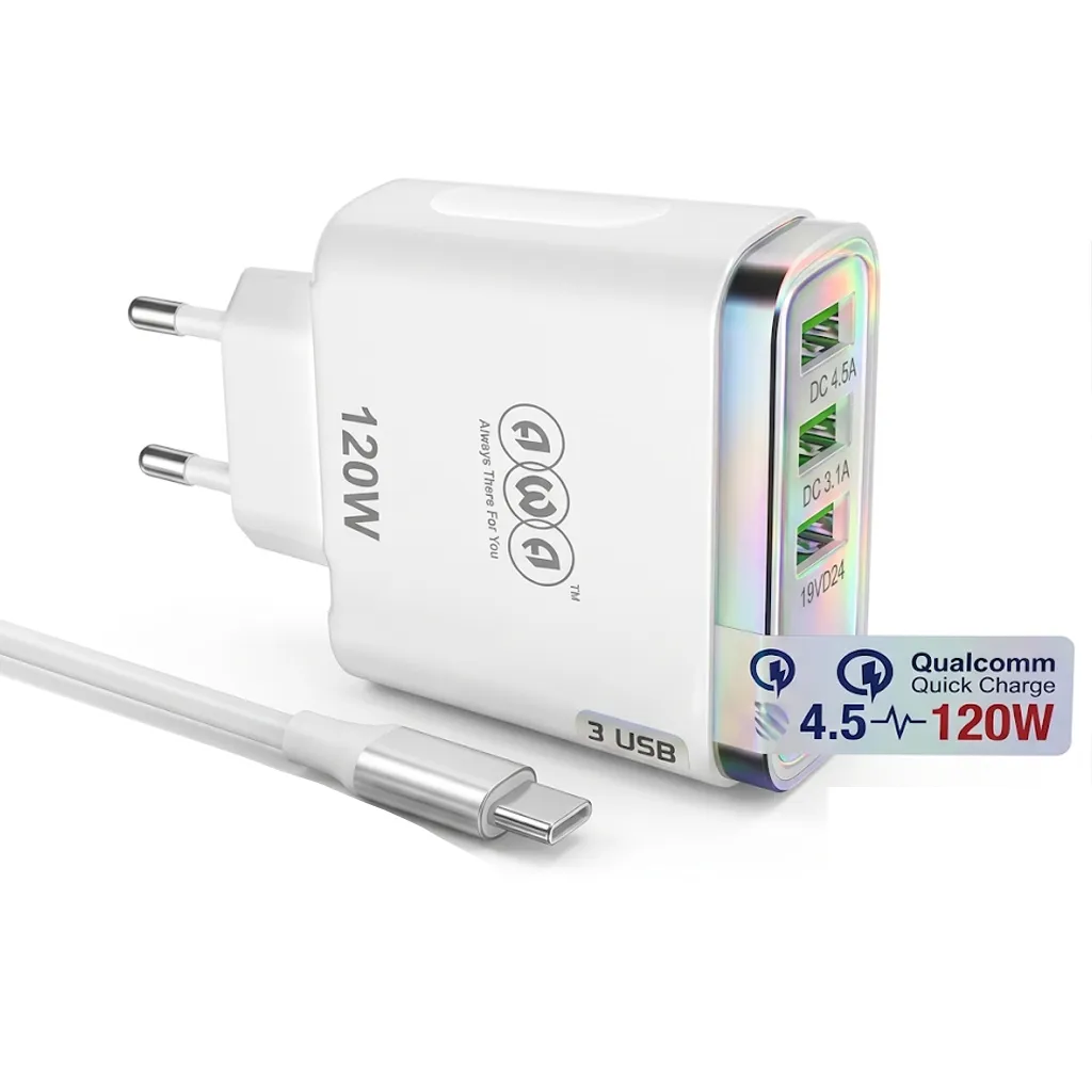 [C1C4M1AWA-15] Micro Charger With 3 Extra USB Port 120w Auto iD 4.5A