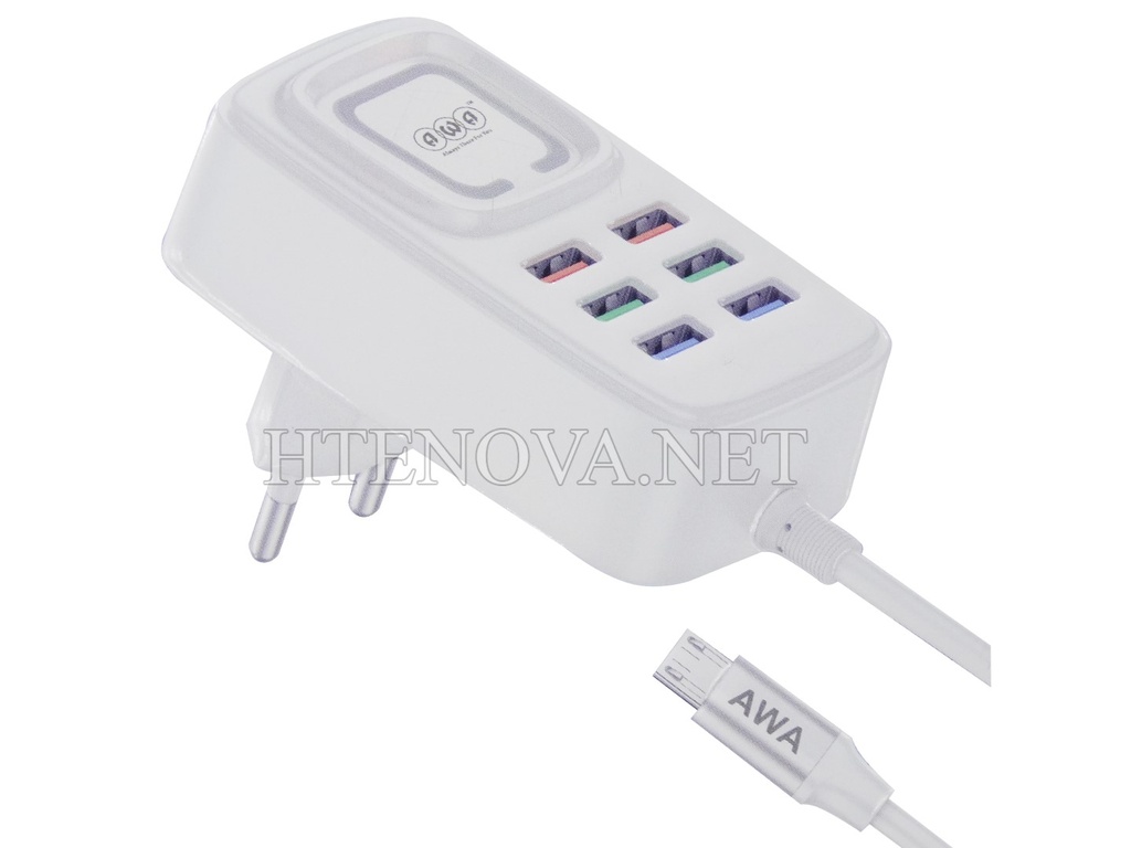 [C1C7M1AWA-1] Micro Charger With 6 Extra USB Ports AWA-6  (5.4A)
