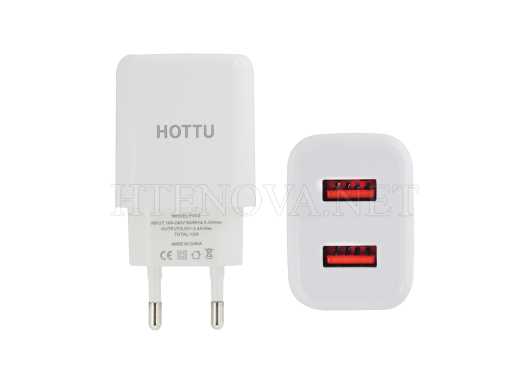 [C1A2S1HTU-2] Travel Charging Adapter 2 USB Port HOTTU FC02