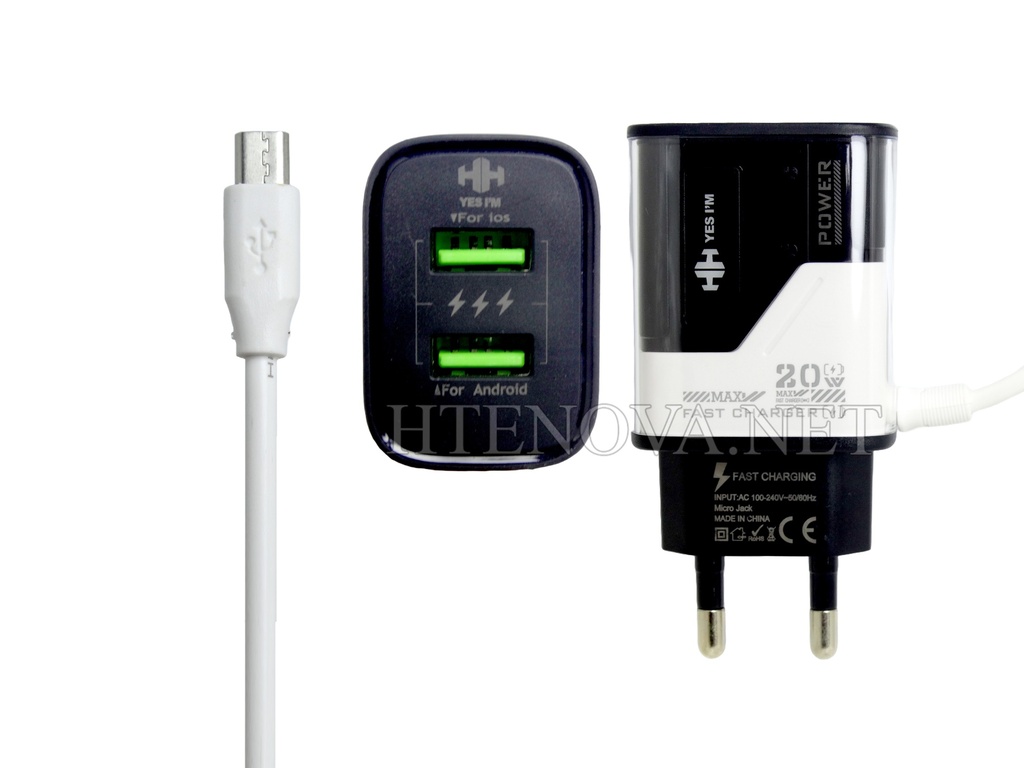 [C1C3M1HH-55] Micro Charger With 2 Extra USB Ports hh GOLD PLUSE 5 (White)