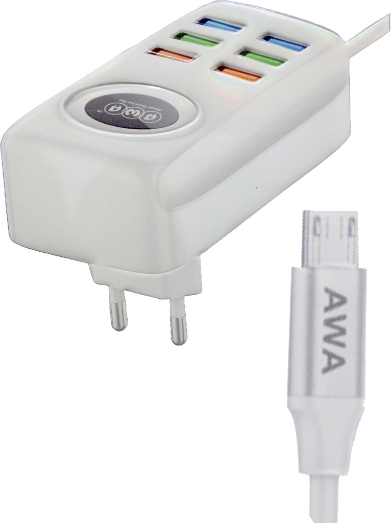 [C1C7M1AWA-2] Micro Charger With 6 Extra USB Ports AWA-6  (6A)