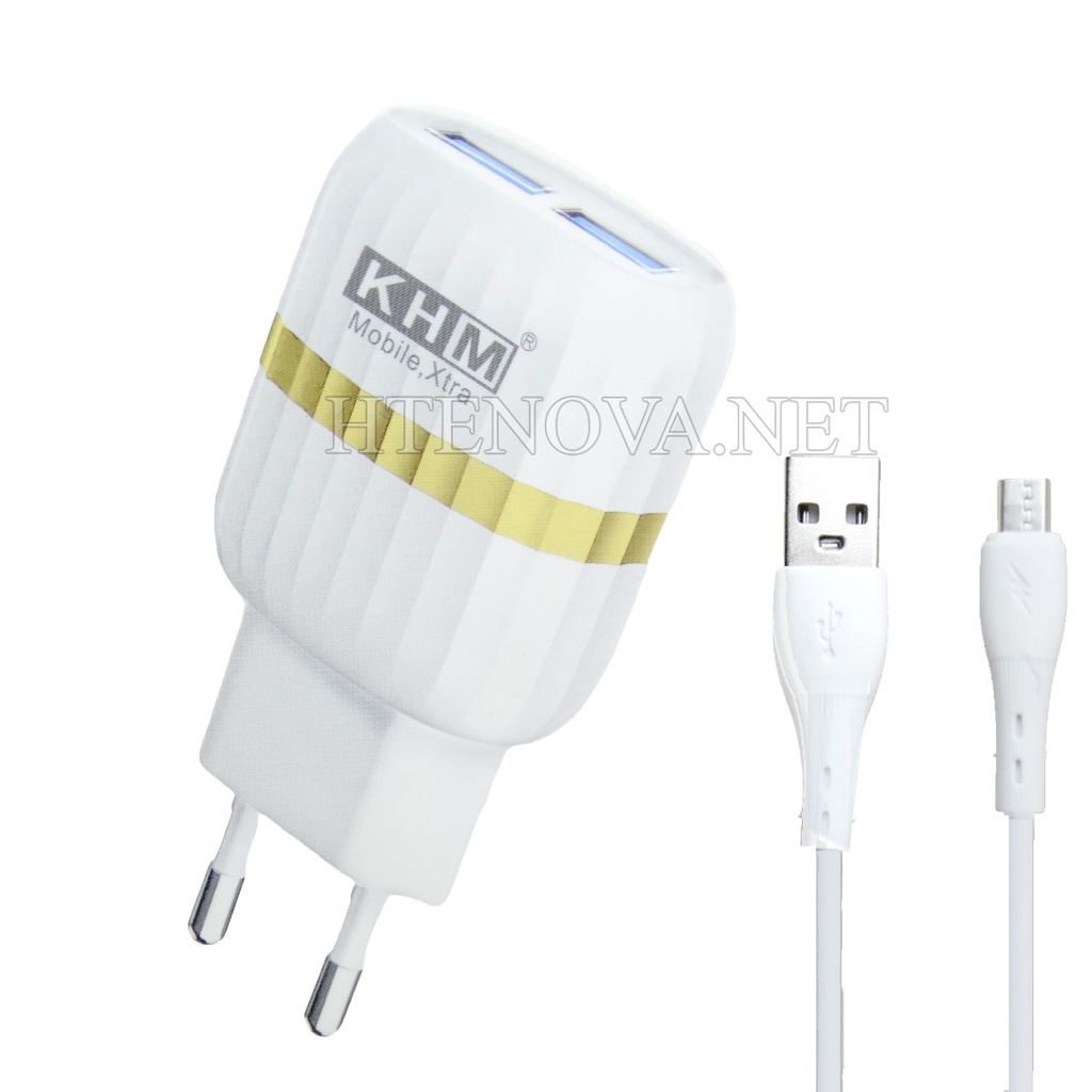[C1C2M1KHM-2] FAST CHARGER 2 USB PORTS WITH MICRO CABLE M40 KHM