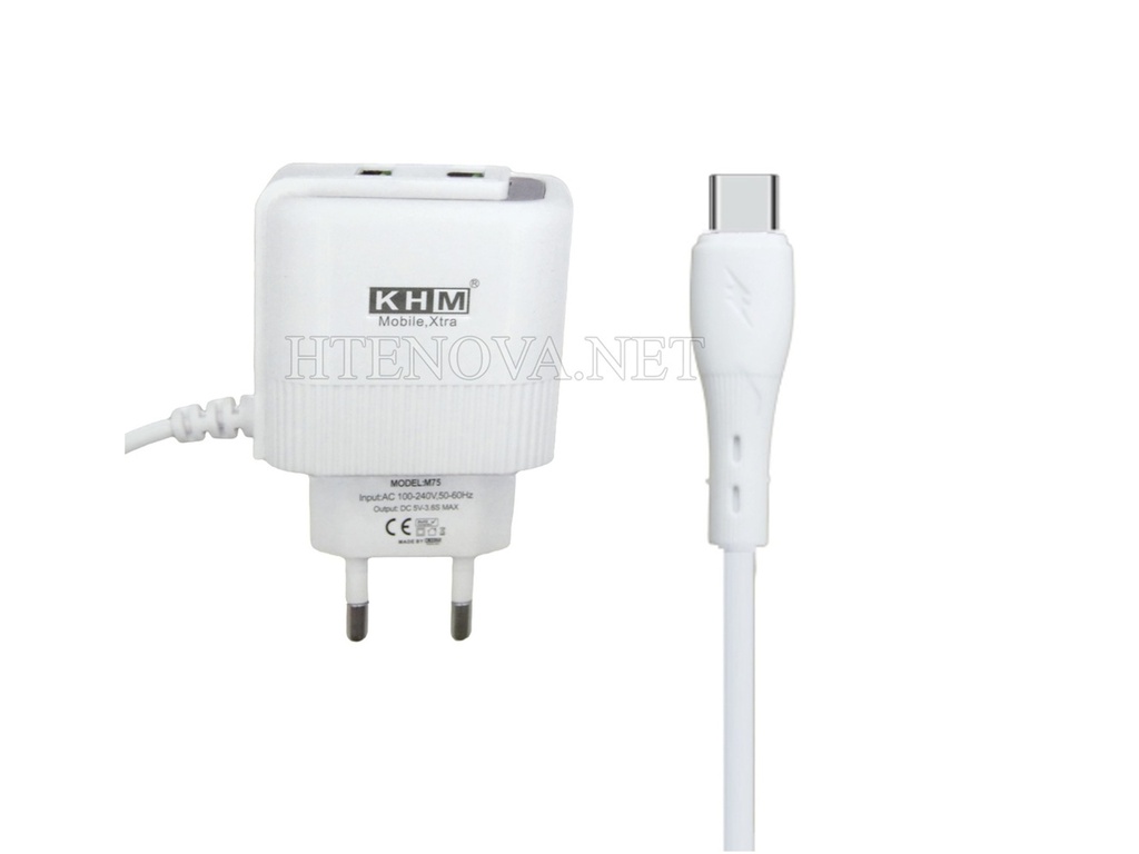 [C1C3T2KHM-2] Type-C CHARGER WITH 2 USB PORTS KHM M75 