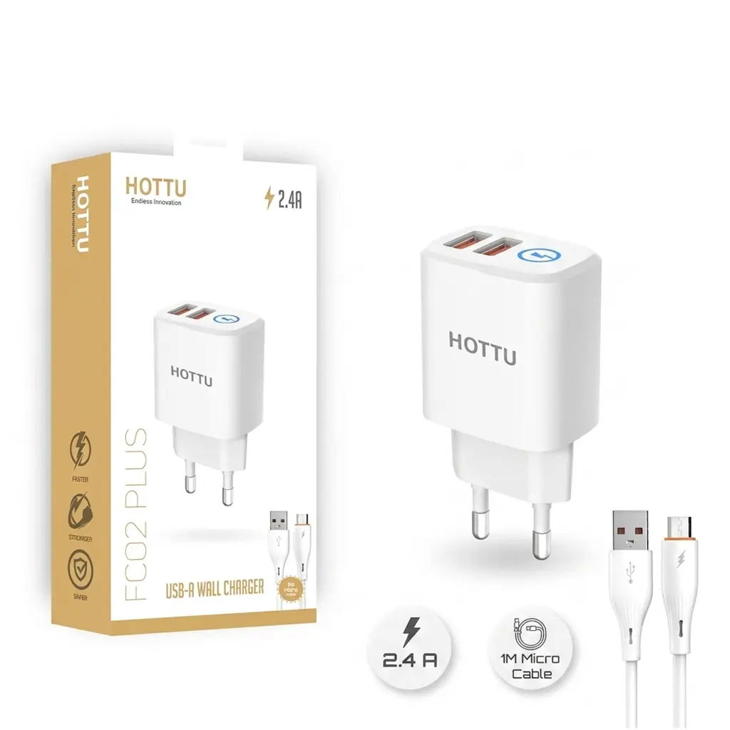 [C1C2M2HTU-1] Charging Adapter With Micro Cable HOTTU FC02 Plus