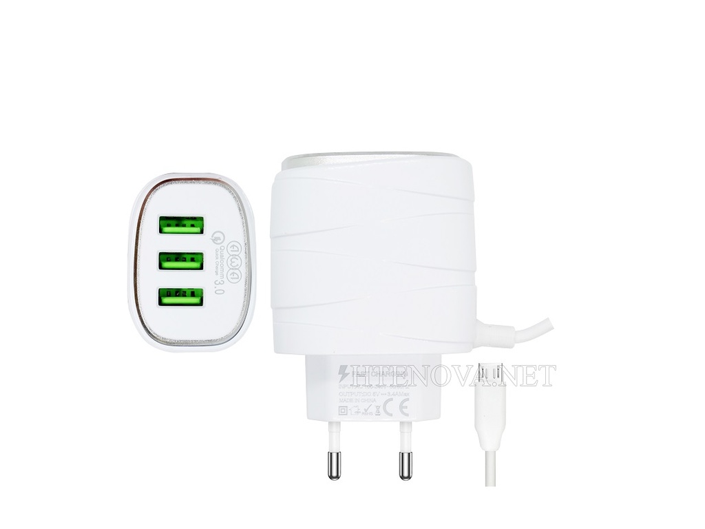 [C1C4M1AWA-2] Micro Charger with 3 Extra Usb Ports AWA Fati (3.4A)