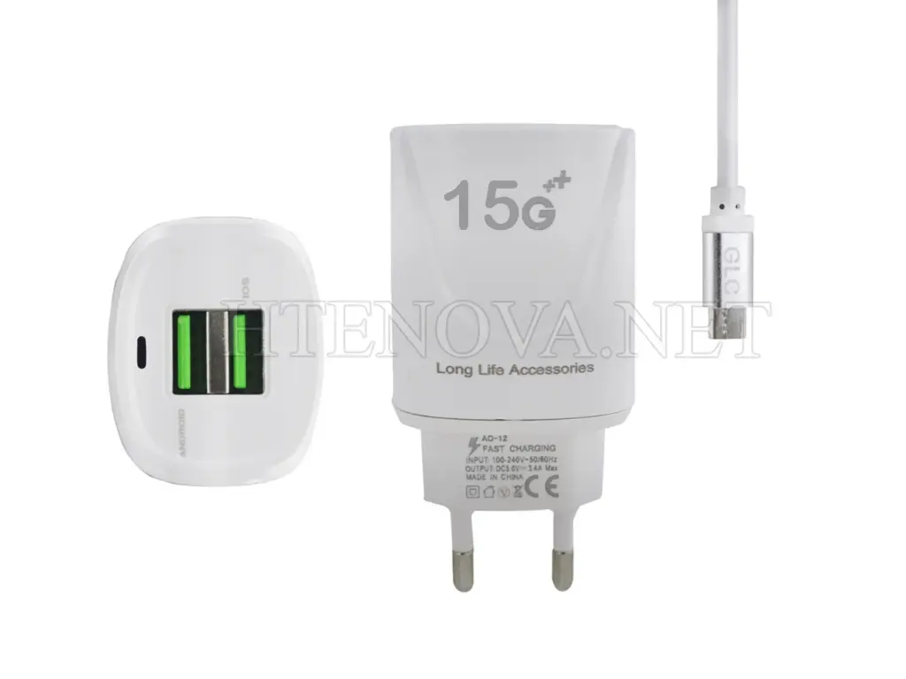 [C1C3M1GLC-2] Micro Charger With 2 Extra USB Ports GLC AC12