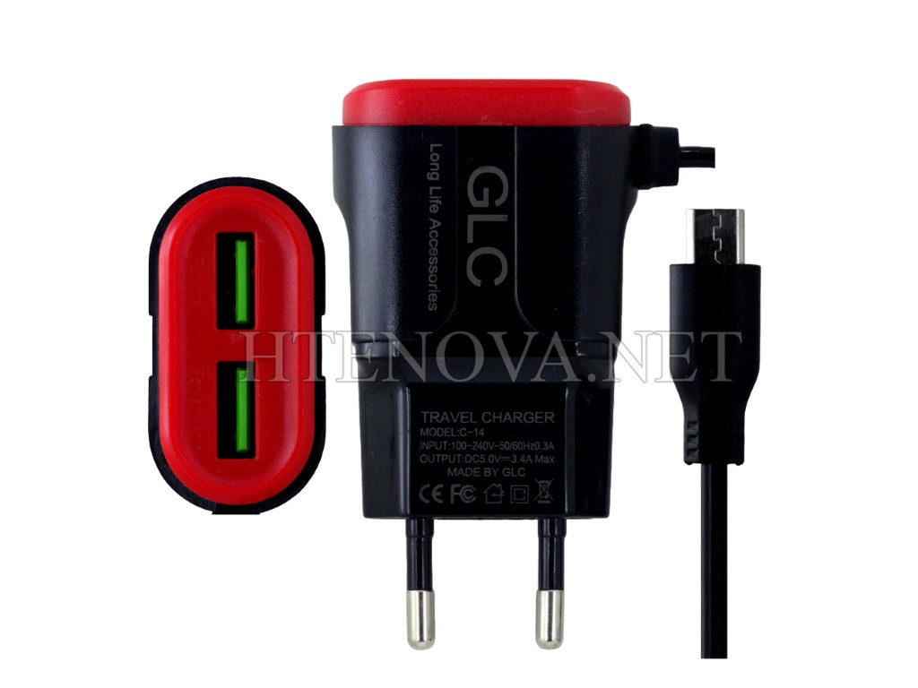 [C1C3M1GLC-3] Micro Charger With 2 Extra USB Ports GLC C14