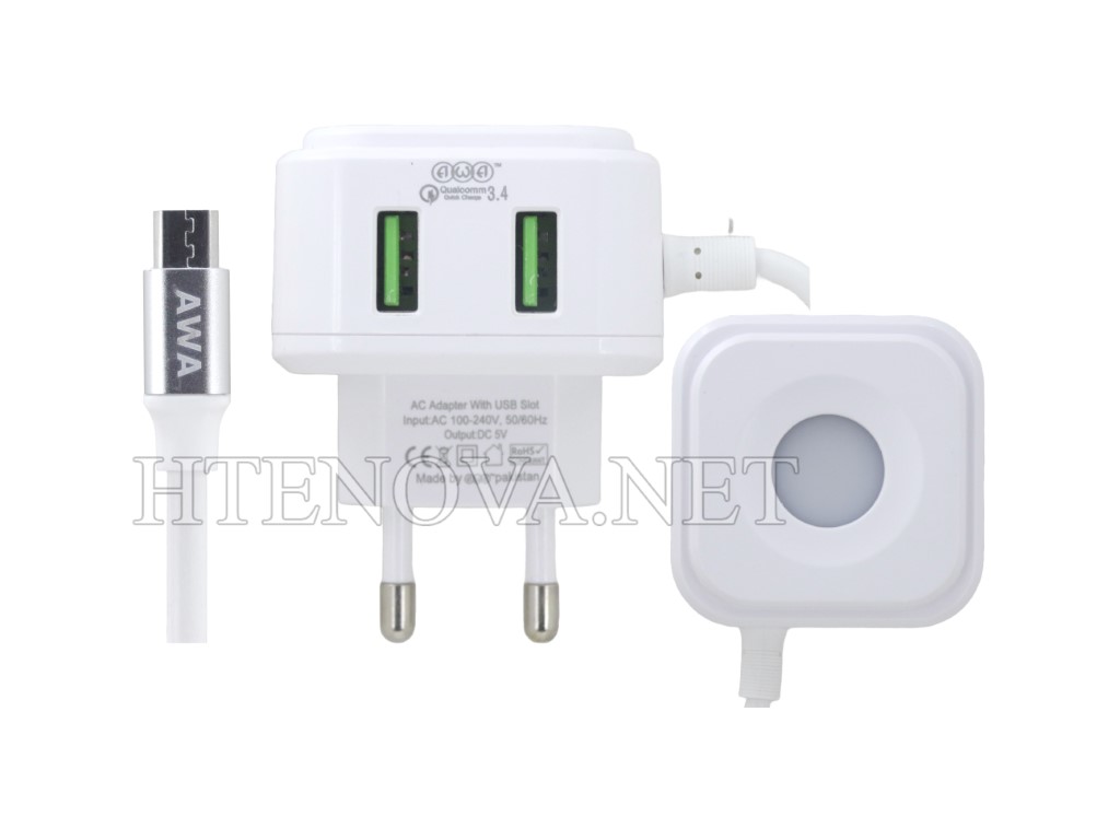 [C1C3M1AWA-7] Micro Charger With 2 Extra USB Ports AWA Multi Function(4.5A)