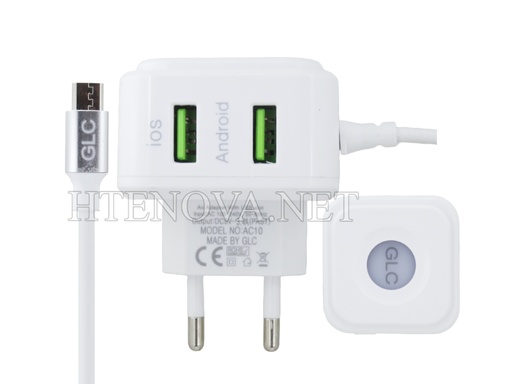 [C1C3M1GLC-7] Micro Charger With 2 Extra USB Ports GLC AC-10