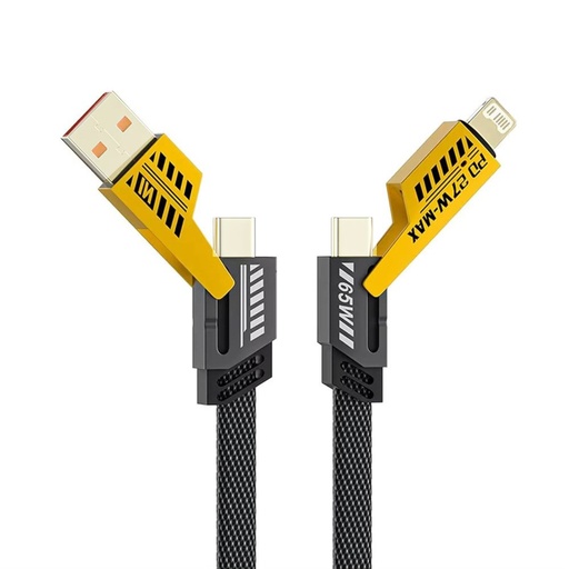 [DCL3S10-1] Multi Fast Charging USB C or iphone Cable 4 in 1 FLAT