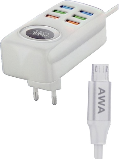 [C1C7M1AWA-2] Micro Charger With 6 Extra USB Ports AWA-6  (6A)