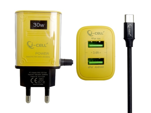 [C1C3T2LM-3] TYPE-C CHARGER WITH 2 EXTRA USB PORTS J-CELL (J-206)