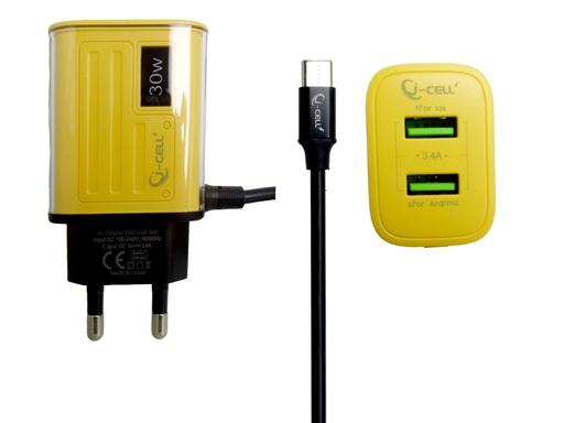 [C1C3T2LM-4] TYPE-C CHARGER WITH 2 EXTRA USB PORTS J-CELL (J-205)