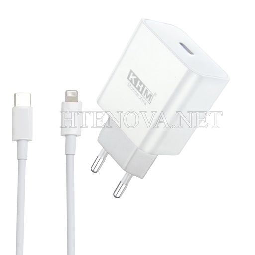 [C1C1L2KHM-1] FAST CHARGING ADAPTER WITH PD TO IPHONE CABLE KHM M001