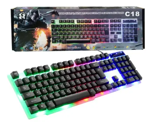 [CPU KEBORD-43] [CPU KEBORD-43] WIRED GAMING KEYBOARD WITH RGB LIGHT C-18
