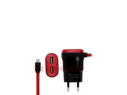 [C1C3M1HH-20] Micro Charger with 2 Extra USB Ports HH Black Boast