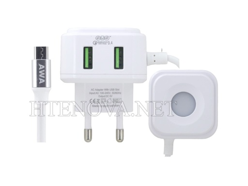 [C1C3M1AWA-7] Micro Charger With 2 Extra USB Ports AWA Multi Function(4.5A)